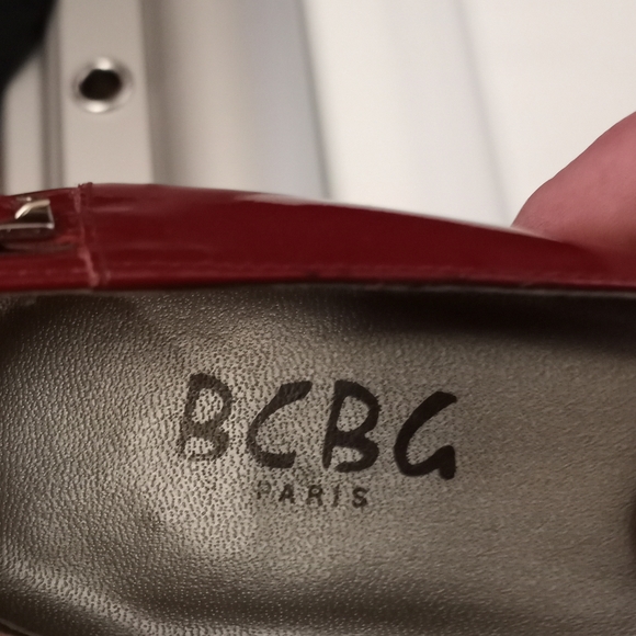 Final Sale - BCBG - PARIS Deep Red Patent Leather Pointed Toe Stiletto Heels - Picture 4 of 9